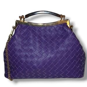 NWOT Stella Bianca Woven Italian Leather Frame Bag